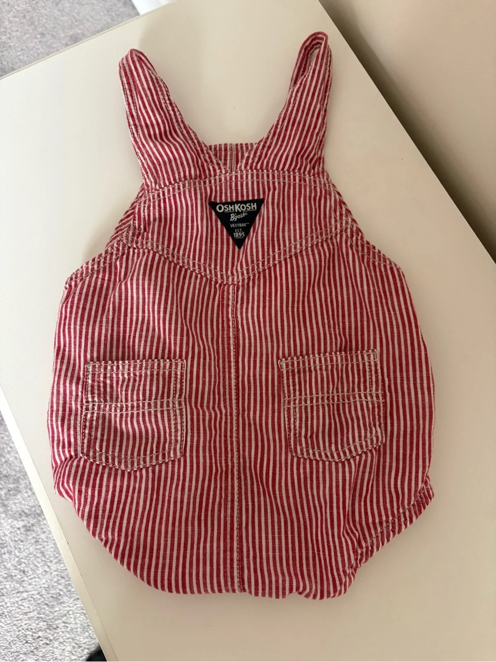 OshKosh B'gosh Red and White Striped Baby Overalls